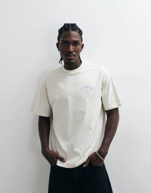CAPO - Beach Club - T-shirt avec logo imprimé au dos - Écru, 4 de 5