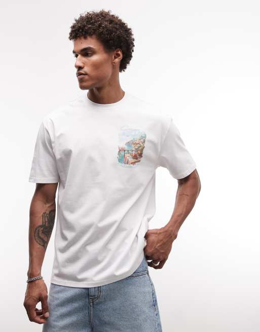 CAPO – Biały T-shirt z nadrukiem Amalfi na plecach, 2 z 5