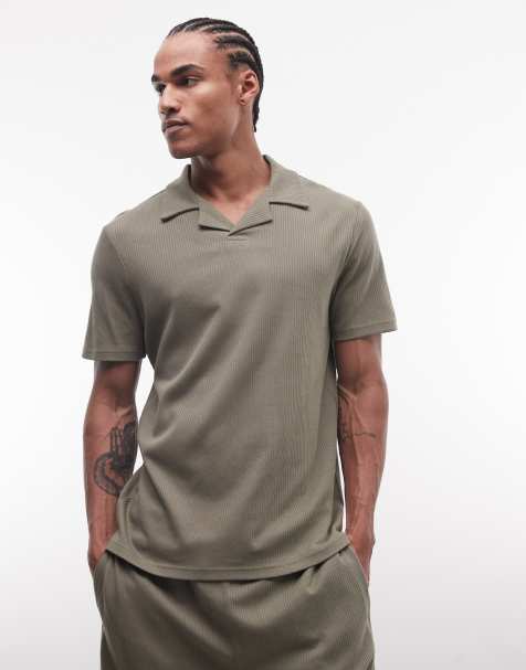 CAPO - Camicia con collo a rever verde a coste a righe in coordinato - view 1
