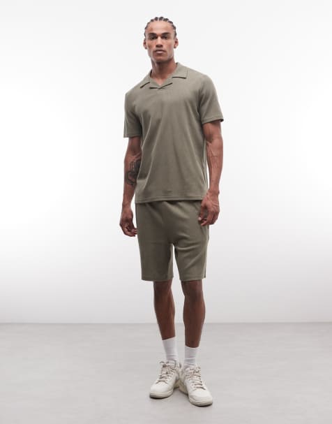 CAPO - Chemise d'ensemble côtelée à rayures avec col à revers - Vert - view 1
