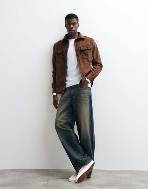CAPO corduroy long sleeve overshirt in brown, 2 of 5