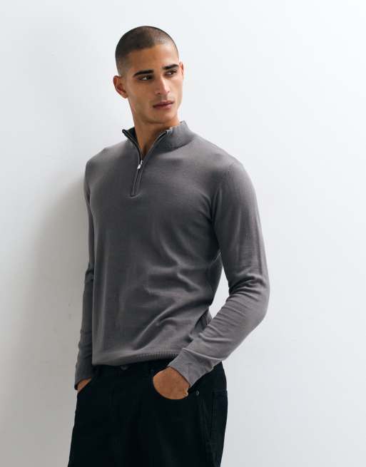 CAPO egyptisk 100% bomuld sweatshirt med kvart lynlås i koksgrå, 4 af 5