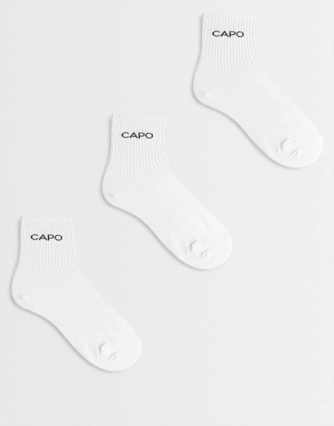 CAPO – Essential – 3er-Pack Crew-Socken in Weiß mit Logo - view 1