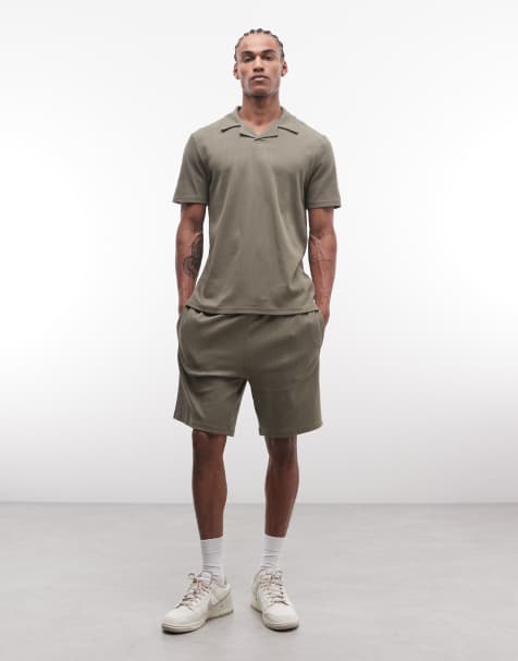 CAPO – Gröna, randiga, ribbade shorts, del av set - view 1