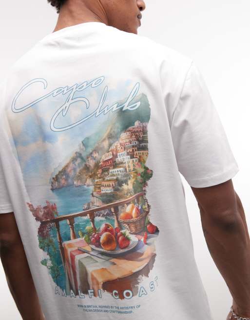 CAPO - Hvid T-shirt med Amalfi-print på ryggen, 4 af 5