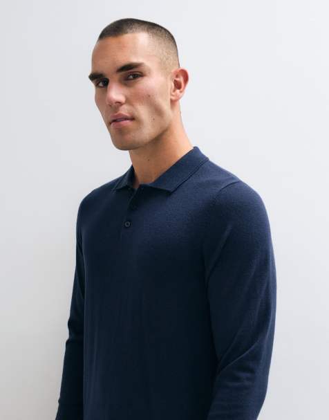 CAPO james long sleeve polo shirt in navy - view 1