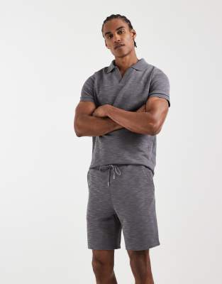 Capo Jersey Slub Shorts Co-ord In Gray