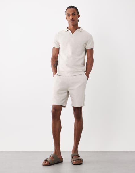 CAPO jersey slub shorts co-ord in stone grey - view 1
