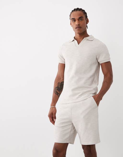 CAPO jersey slub shorts co-ord in stone grey, 2 of 5