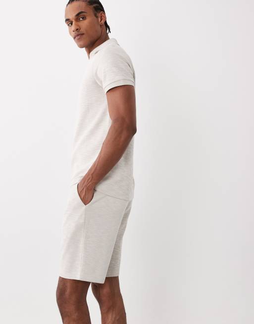 CAPO jersey slub shorts co-ord in stone grey, 3 of 5