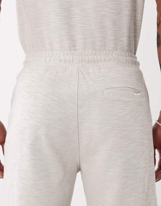 CAPO jersey slub shorts co-ord in stone grey, 4 of 5