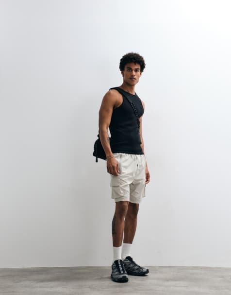 CAPO lightweight cargo shorts in stone - view 1