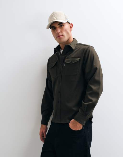 CAPO long sleeve overshirt in khaki, 2 of 5