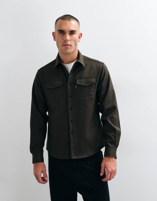 CAPO long sleeve overshirt in khaki, 3 of 5