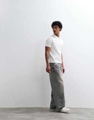 Capo Micro Square Zip Polo In White