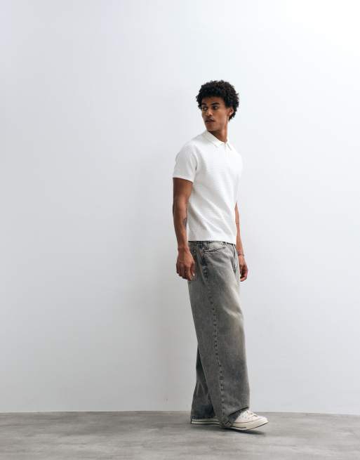 CAPO micro square zip polo in off white, 2 of 5