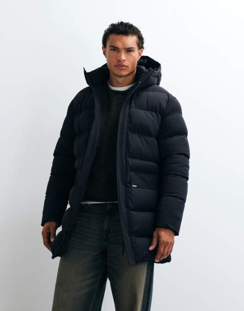 Capo mid-length premium puffer jacket in black - view 1
