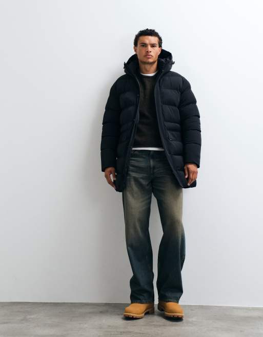 Capo mid-length premium puffer jacket in black, 2 of 5