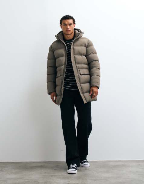 Capo mid-length premium puffer jacket in brown - view 1