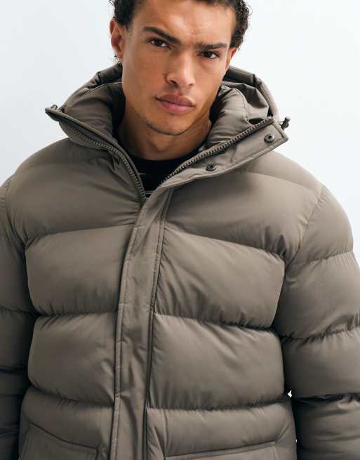 Capo mid-length premium puffer jacket in brown, 2 of 5