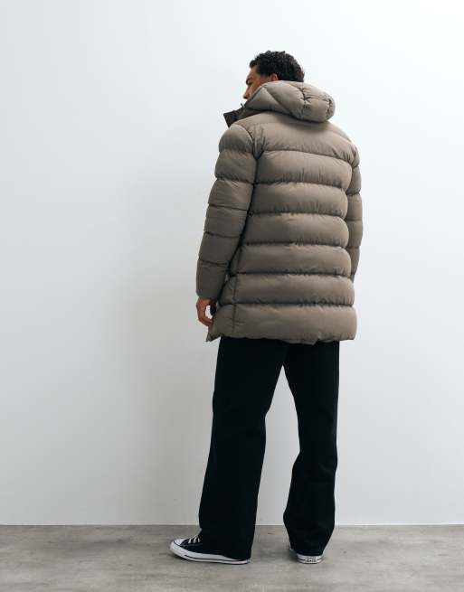 Capo mid-length premium puffer jacket in brown, 3 of 5