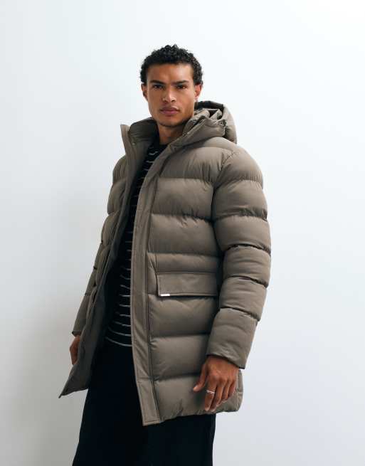 Capo mid-length premium puffer jacket in brown, 5 of 5