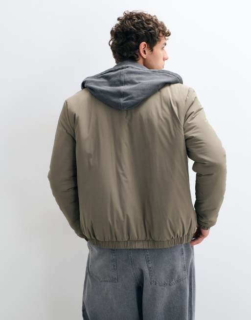 CAPO padded bomber jacket in olive, 3 of 5