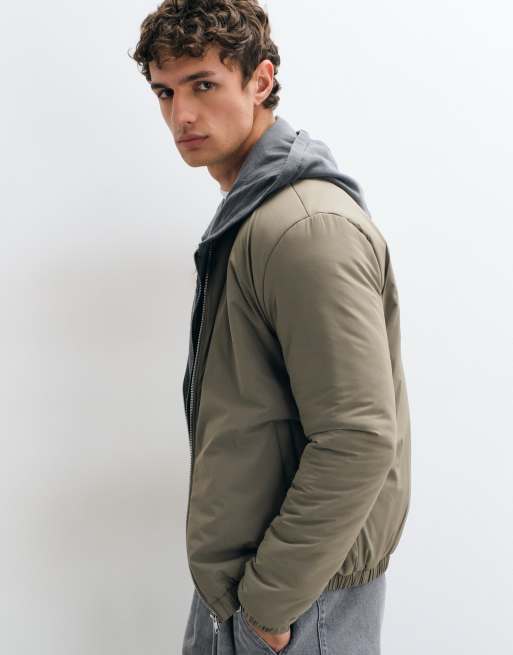 CAPO padded bomber jacket in olive, 4 of 5