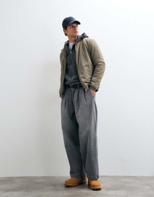 CAPO padded bomber jacket in olive, 5 of 5