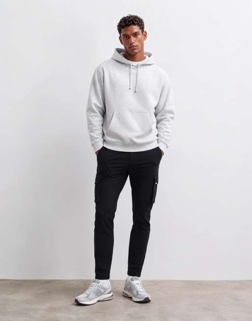 CAPO pantalon cargo à enfiler à taille élastiquée en coton mélangé noir, 6 de 9