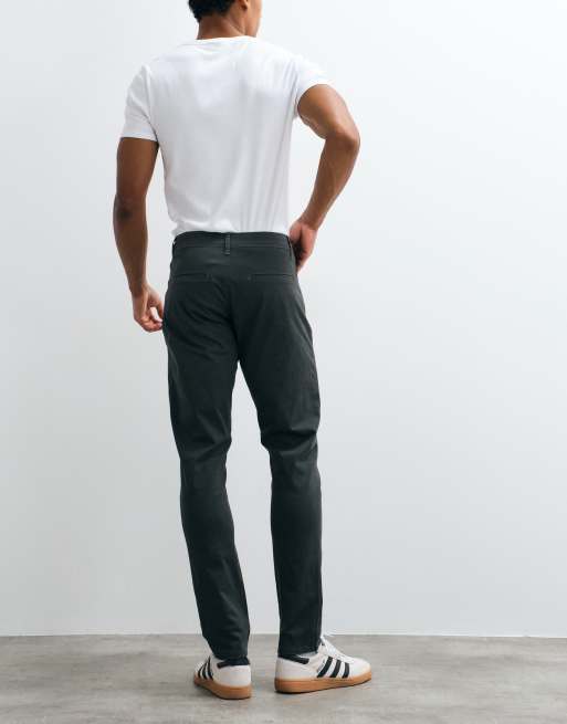 CAPO pantalones chinos rectos con alto contenido de algodón en gris oscuro, 3 de 5