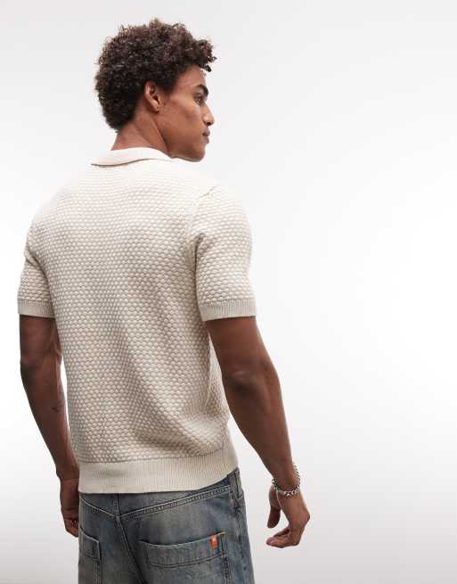 Capo - Polo in jacquard color pietra con bottoni, 5 di 5