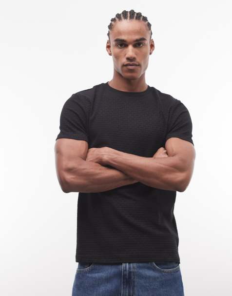 CAPO premium textured basket weave t-shirt in black - view 1