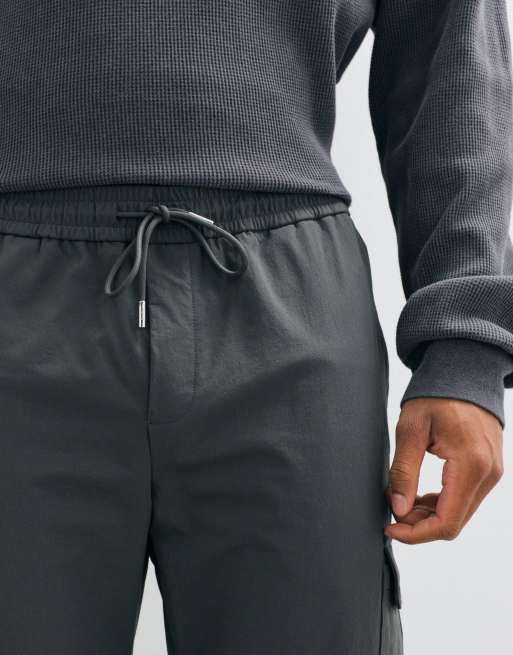 CAPO regular fit cargo trousers co-ord in charcoal, 3 of 5
