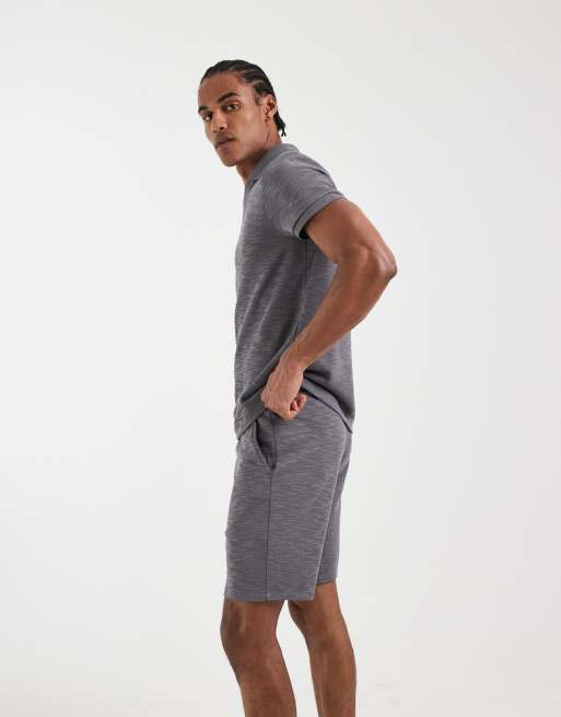 CAPO - Short van jersey slubstof in antracietgrijs, deel van co-ord set, 3 van 5