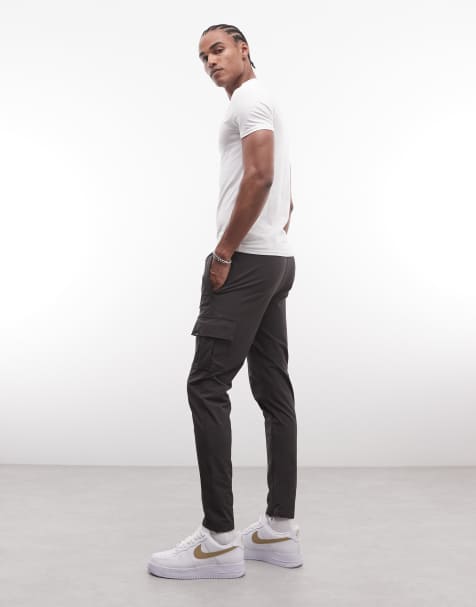 CAPO slim fit utility cargo trousers in charcoal - view 1