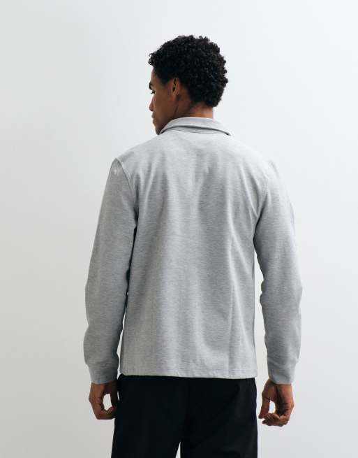 CAPO soft touch zip through pocket overshirt in grey, 4 of 5
