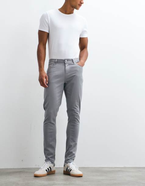 CAPO straight leg cotton-rich chino trousers in grey - view 1