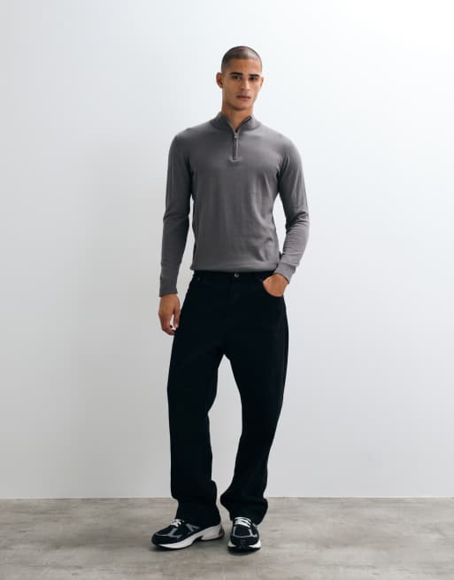 CAPO sweatshirt en coton égyptien 100 % à quart de zip, anthracite, 2 de 5