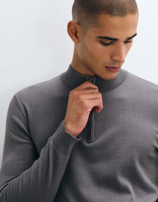 CAPO sweatshirt en coton égyptien 100 % à quart de zip, anthracite, 3 de 5