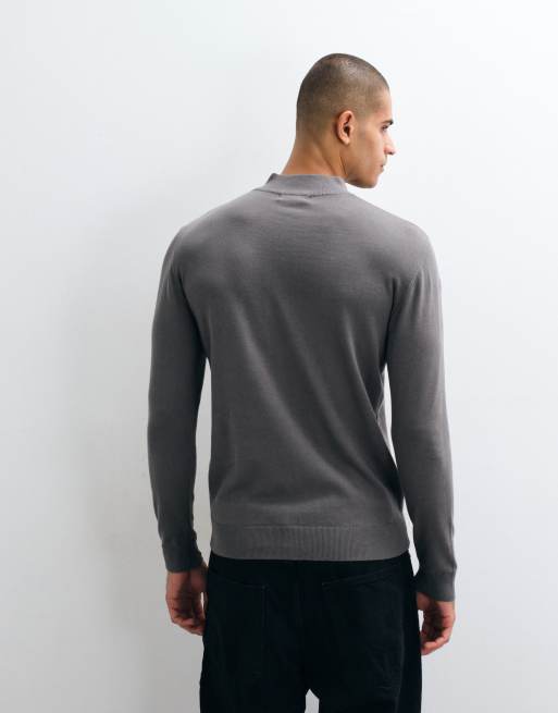 CAPO sweatshirt en coton égyptien 100 % à quart de zip, anthracite, 5 de 5