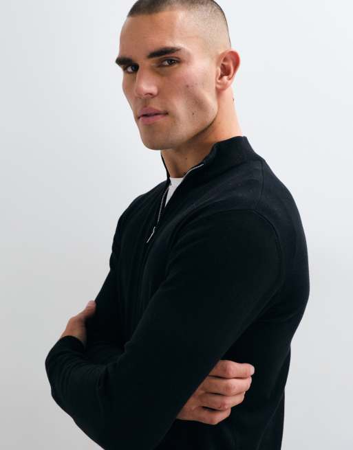 CAPO sweatshirt met kwartrits van 100% katoen in zwart, 2 van 5