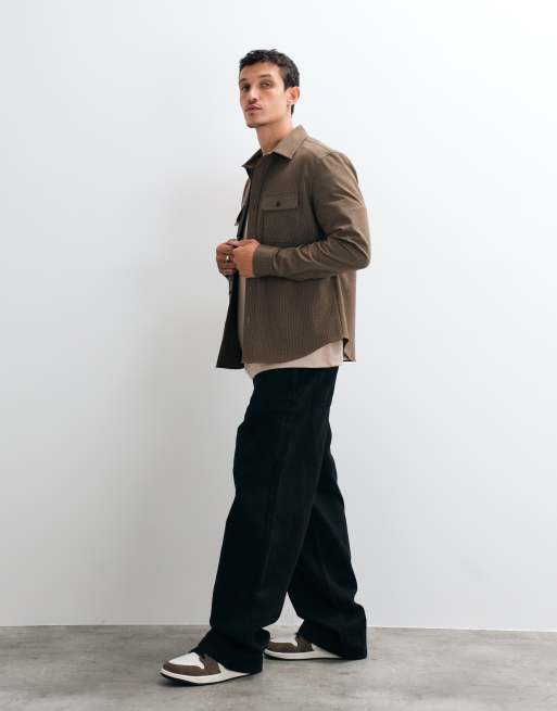 CAPO textured checked overshirt in brown, 3 of 5