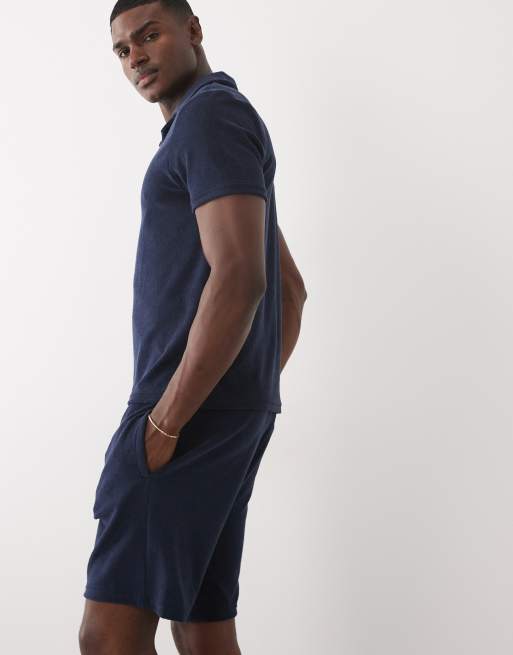 CAPO towelling revere shorts in navy (part of a set), 3 of 7