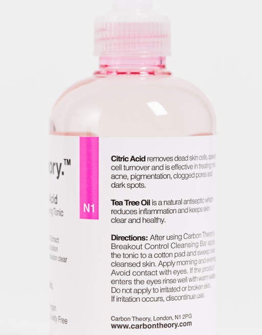 Carbon Theory Tea Tree Oil & Citric Acid Breakout Control Facial Purifying Tonic 250ml