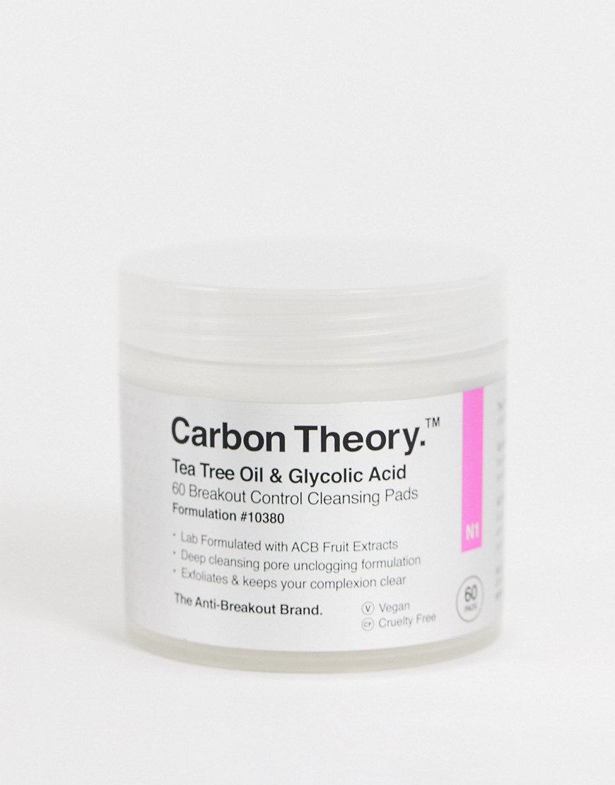 Carbon Theory Tea Tree Oil & Glycolic Acid Breakout Control Cleansing Pads 60 Pads-No colour