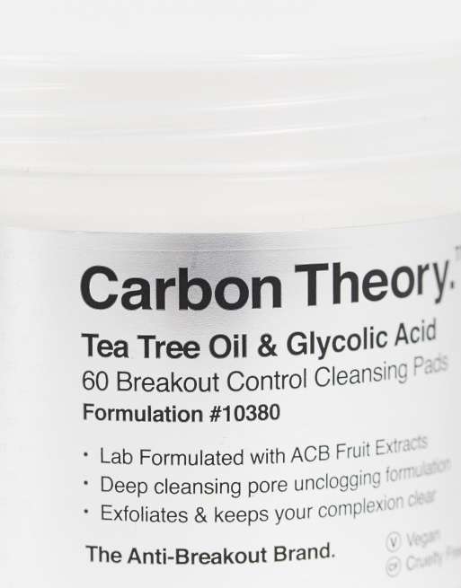 Carbon Theory - Tea Tree Oil & Glycolic Acid Breakout Control Cleansing Pads - 60 rondeller, 3 af 4