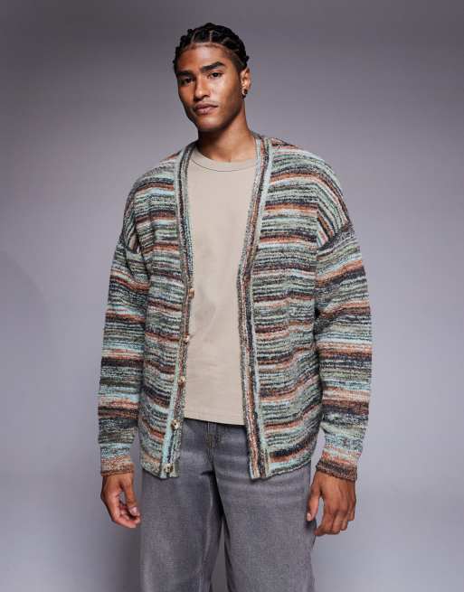 Cárdigan a rayas multicolores holgado de punto texturizado de ASOS DESIGN