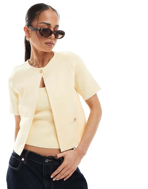 Cárdigan amarillo con botón superior de New Look (parte de un conjunto) - view 1