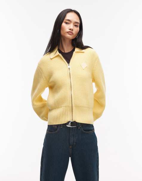 Cárdigan amarillo crema con cremallera de punto de Lacoste - view 1